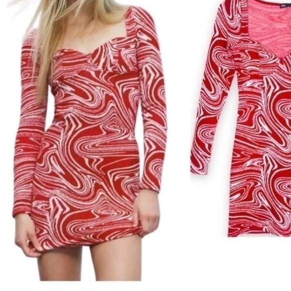 ZARA Red/White Knit Dress - Picture 3 of 3